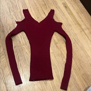 Elegant Burgundy Cold Shoulder Sweater